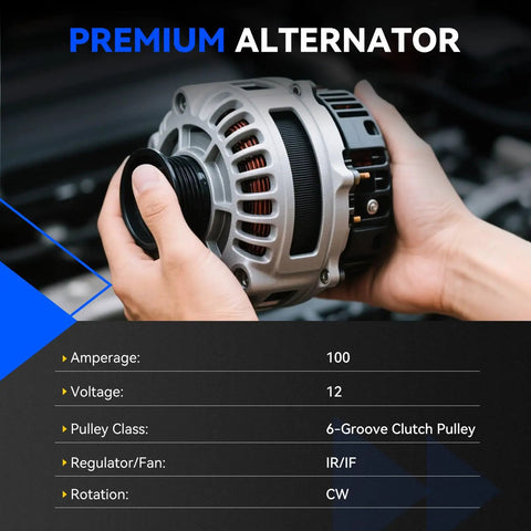 Corolla 1.8L Alternator Replacement 100 Amp 12V 6 Groove Clutch Pulley for 2009 2011 Corolla Matrix Vibe and 08 14 Scion xD