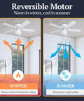 Diagram showing Alvina 42 Inch Ceiling Fan With Light and LED Kit's reversible motor function for winter and summer use.
