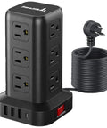 16 In 1 Tower Power Strip With USB Charging, 12 AC Outlets And 4 Smart USB Ports Including USB C, 15 Ft Long Power Hub For Home, Dorm, And Office, Overload Protection, Keeps Your Devices Powered And Organized.