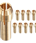 10 Pack Brass Dope Drill Chuck Collet Set For Rotary Tools And Electric Drills Fits One Eighth Inch And Three Point Two Millimeter Collets