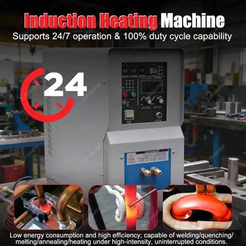 Heavy Duty Workhorse 15 Kw 30 To 100 Khz High Frequency Induction Heater Furnace, showcasing digital control panel and 24/7 operation.