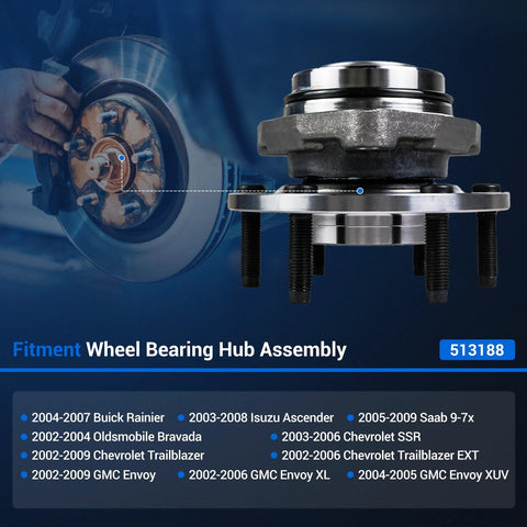Autoround front wheel hub and bearing assembly, model 513188, six-lug, with ABS