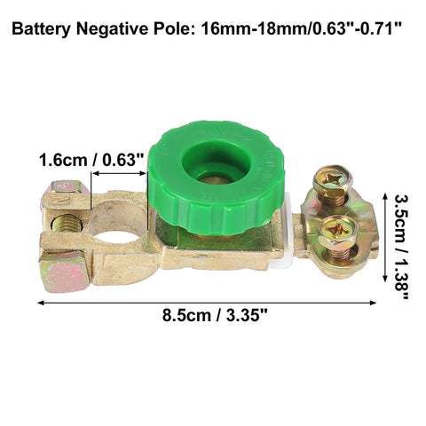Top Post Battery Disconnect Switch Kit For Boat Or Car Knob Style Quick Master Isolator in brass with green knob