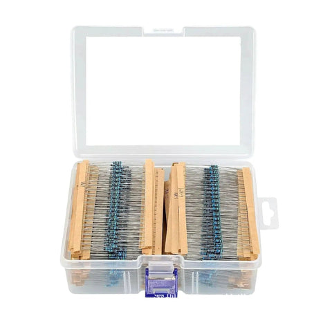 2600 Piece 0.25W Resistors Assortment Kit With Through Hole Axial Leads 1 Ohm To 10 Mega Ohm 130 Values open box view