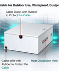 Heavy Duty Wall Mount EV Charger Enclosure Built Tough As Nails For All Season Exterior Use Featuring Rust Proof Steel Shell And Digital Combo Lock For Rock Solid Outdoor Security, showing cable outlet and ventilation.