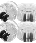 Furniture Casters with Brake Replacement Wheels for Cabinets, clear plastic wheels with black rubber rollers for silent movement.
