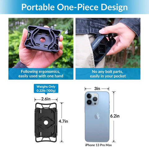 Universal Telescope Phone Adapter With Bluetooth Shutter Remote ergonomic design in hand, pocket size for iPhone and Android.