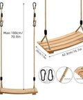 Beech Wood Tree Swing Seat With Adjustable Rope For Kids, ergonomic 16.5x7.9 inches non-slip seat, indoor outdoor play