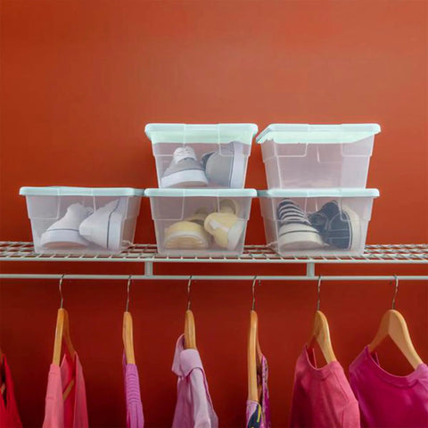 60 Pack Clear Plastic Stackable Storage Bins With Secure Snap Lids, Bulk 6 Quart Nesting Containers To Keep Household Clutter Outta Sight And Your Home Fully Organized