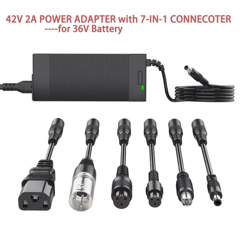 Universal 42V 2A Electric Scooter Charger With 7 In 1 Plugs For 36V Lithium Batteries Fast Charge Compatible With Razor Gotrax Jetson Voyage Ninebot Segway Swagtron Pocket Mod Sports Mod and More