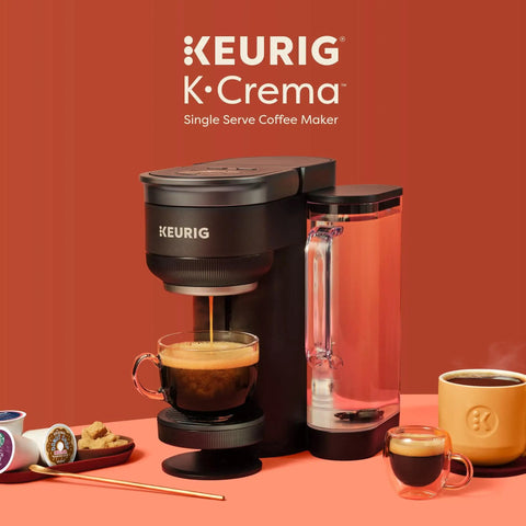 Crema Ready Single Serve Coffee Maker With Pressure Infusion For Rich Crema And Espresso Style Shots on a countertop