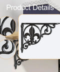 Vintage Industrial Metal Shelf Bracket With Triangular Design Durable Iron Construction For Walls, decorative fleur-de-lis