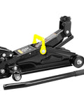 Hydraulic Trolley Floor Jack Combo With 2 Ton Capacity And 2 Jack Stands, Heavy Duty Steel Build, Black, side view