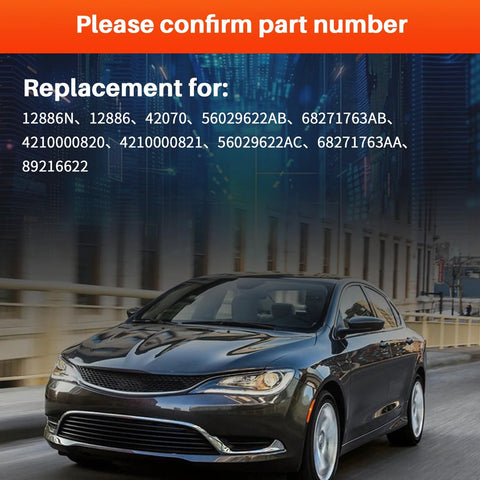 Image of Chrysler car indicating compatibility with replacement parts including Drop-In 160 Amp Alternator for Chrysler and Jeep models.