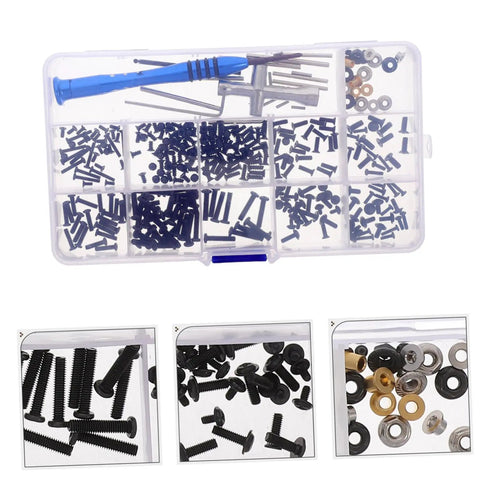 RC Repair Tool Set With Metric Screw Assortment Kit For RC Cars Including Machine Screws Bolts And Nuts In A Compact Organized Screw Box