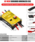 2204 2400KV Brushless Outrunner Motor With Transmission And 30A Mini ESC For SCX24 Axial 1 24 RC Car Truck Crawler, detailed ESC view
