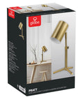 Pratt 18 Inch Desk Lamp With Matte Brass Finish, Adjustable Height, cylindrical head on box packaging, home office setting