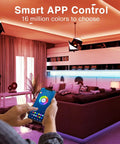 Smartphone controlling 100 Ft Bluetooth LED Strip Lights With Music Sync And Color Changing 5050 RGB Tape Lighting in living room