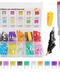 Snap Up This Solid 120 Piece Car Mini Fuses Assortment Kit With Fuse Tester And Puller Tool Covering 2A To 35A Amps universal blade fuses in case.
