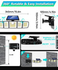 Ultra Bright Solar Motion Flood Light Outdoor Waterproof With 416 LEDs, installation guide, dimensions, remote control