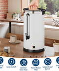 Massive 14L Electric Coffee Urn Double Wall Stainless Steel Commercial Beverage Dispenser on a kitchen counter