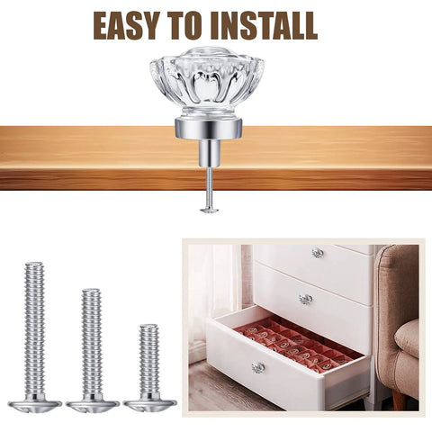 Top Shelf 8 Pack Vintage Crystal Cabinet Knobs With Sleek Chrome Bases Killer Retro Flower Drawer Pulls For Dresser Upgrade No Sweat Install That Slaps On Any Kitchen Or Bedroom Furniture Project