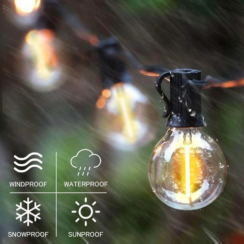Solar Powered Outdoor String Lights 97ft With 48 Waterproof Shatterproof Bulbs For Patio Backyard Porch Garden Gazebo Pool And Camping No Electric Bills No Fuss Setup Dusk To Dawn Auto On