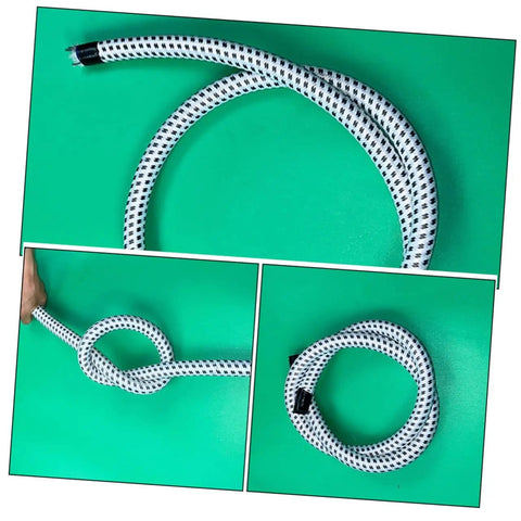 High Temp Steam Hose for Garment Steamers Flexible PVC Nylon Tube Replacement Part Durable Compatible With Most Ironing Machines Easy Install And Long Lasting Performance displayed coiled on green surface