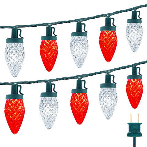 Go-To Outdoor Weatherproof String Lights With End-To-End Connectable 25 Ft String, 25 Clear C9 Bulbs, E17 Base, UL Listed, Black Wire, Ideal For Patio