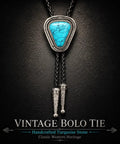 Hand Braided From Premium Genuine Leather This Adjustable Turquoise Bolo Tie with silver tips showcases vintage style.