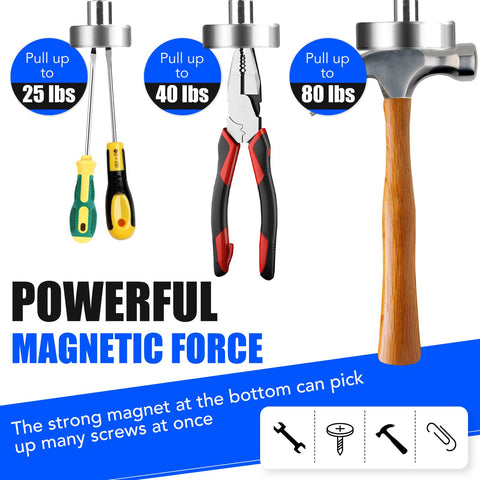 Extendable Telescoping Magnetic Pick Up Tool With 31 Inch Reach And Extra Strong Magnet For Quick Grabs In Tight Spaces, showcasing pull strength with tools