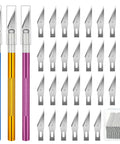 3 Piece Exacto Knife Kit With 30 Spare Blades Size 11 For Crafts Arts Modeling Scrapbooking And Stencil Projects Aluminum Handle