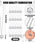 Mirror Disco Ball Necklaces Set Of 20 Silver Hanging Ornaments For 70s Party, Mini 0.79 Inch, shown with 30-inch chains