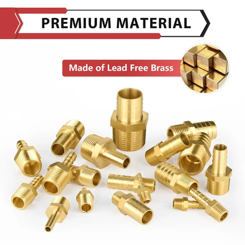 Super Tough Brass Hose Barb Connectors One Inch Barb Meets Three Quarter Male Npt Threads Street Smart Plumbing Setup lead-free brass adapters.