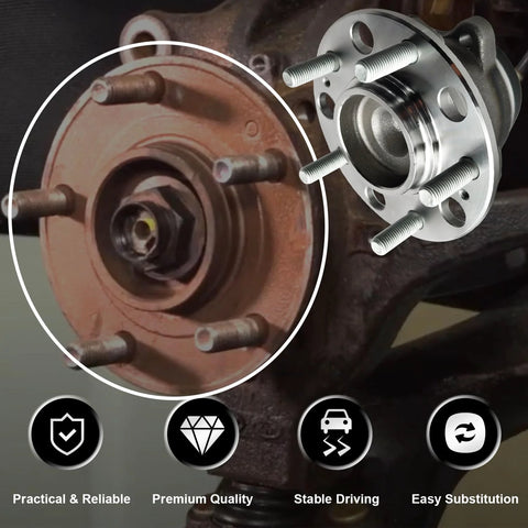 Heavy Duty Rear Wheel Bearing And Hub Assembly Set 5 Lug With ABS Fits Hyundai Sonata 2015 2019 Tucson 2016 2020 close-up view