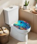Elongated Toilet Seat Slow Close Home Bathroom with colorful underwater design in a modern bathroom setting.