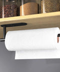 Under Cabinet Paper Towel Holder Wall Mount With Adhesive Or Drill Install, 12.5 Inch Stainless Steel Black Finish