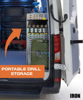 Heavy Duty Wall Mounted Drill Tool Organizer Rack With 5 Tool Slots Solid Steel Power Station shown in a vehicle storage area