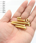 Copper Yellow M6 Machine Screw Assortment Kit With Nuts And Flat Washers, 80 Pieces, bolts in hand