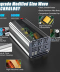 Heavy Duty 3000 Watt Power Inverter Converts 12V Dc To 120V Ac with aluminum housing and LCD output for efficient power supply.