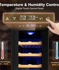 Digital touch panel on 35L Temperature And Humidity Controlled Cooler Cabinet With Spanish Cedar Shelves And Safety Lock, 300 Count Capacity.