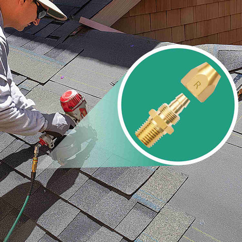 Two Pack Premium Solid Brass Pneumatic Reusable Hose End Repair Fittings With 3/8 Barb for roofing air hose repairs