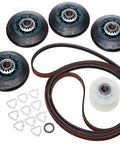 Pro Grade Dryer Belts Rollers And Pulley Kit For Maytag MEDB765FW0 OEM Compatible Replacement Parts, bearings visible