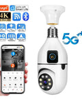 Dual Lens Indoor Wireless Security Camera Featuring Straight Up Crystal Clear Video And Kickass 360 Pan Tilt With Full Color Night Vision, shown with smartphone app.