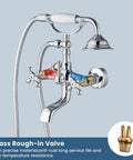 Wall Mount Bathtub Faucet With Telephone Handheld Sprayer Double Hot And Cold Mixer Cross Handles Old School Victorian Chrome Tub Filler For Clawfoot Tubs