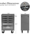 Product dimensions of Lockable Rolling Tool Cart Cabinet With Steel Body And Ball Bearing Slides For Garage Workshop Tool Crib Must Haves, showcasing size details.