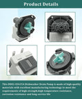 Easy Install Dishwasher Drain Pump Assembly DD8102635A Replacement 120V 60Hz 0.7A High Flow Pump Fits DW80N3030UB AA DW80N3030UW AA And DW80N3030 Models No Fuss Maintenance And Long Lasting Performance, gray plastic dishwasher drain pump assembly with turquoise impeller