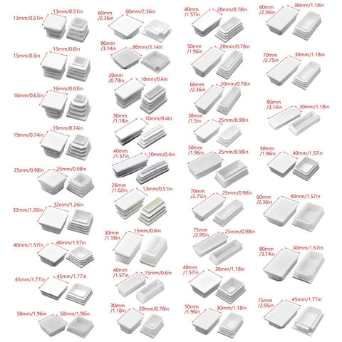 12 Pack White Square Tube Plugs For Furniture Legs And Frame Ends, PP Inserts To Cap Hollow Tubes And Pipe Openings, Home Repair.