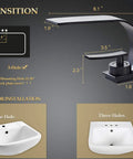 Matte Black Modern Bathroom Faucet With Low Arc Brass Ceramic Valve And Single Handle, Hot And Cold Water Mixer Taps, Dimensions