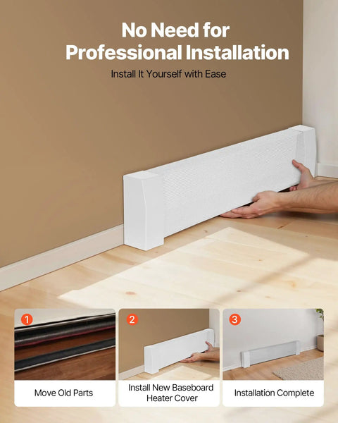 Installing Beefy Heavy Duty 3 Ft Baseboard Heater Cover For Easy Install In Any Bedroom White Steel Front Panel.